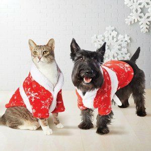 Wondershop Dog Cat Pet Red Robe Christmas Snowflake Fleece Dog Size XS